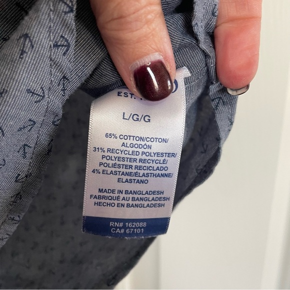 **4/$12** Chaps Men's Short Sleeve Button Down Collar Shirt w/Anchors Size Large - Picture 8 of 8